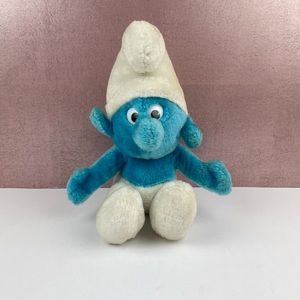 Vintage Wallace Berrie Blue White Smurf Plush Stuffed Animal 1979